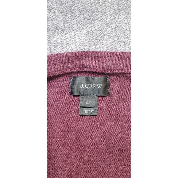 J.Crew Sweater Men's Sz LT Burgundy V-Neck Cotton Cashmere Long Sleeve Pullover - Picture 6 of 10